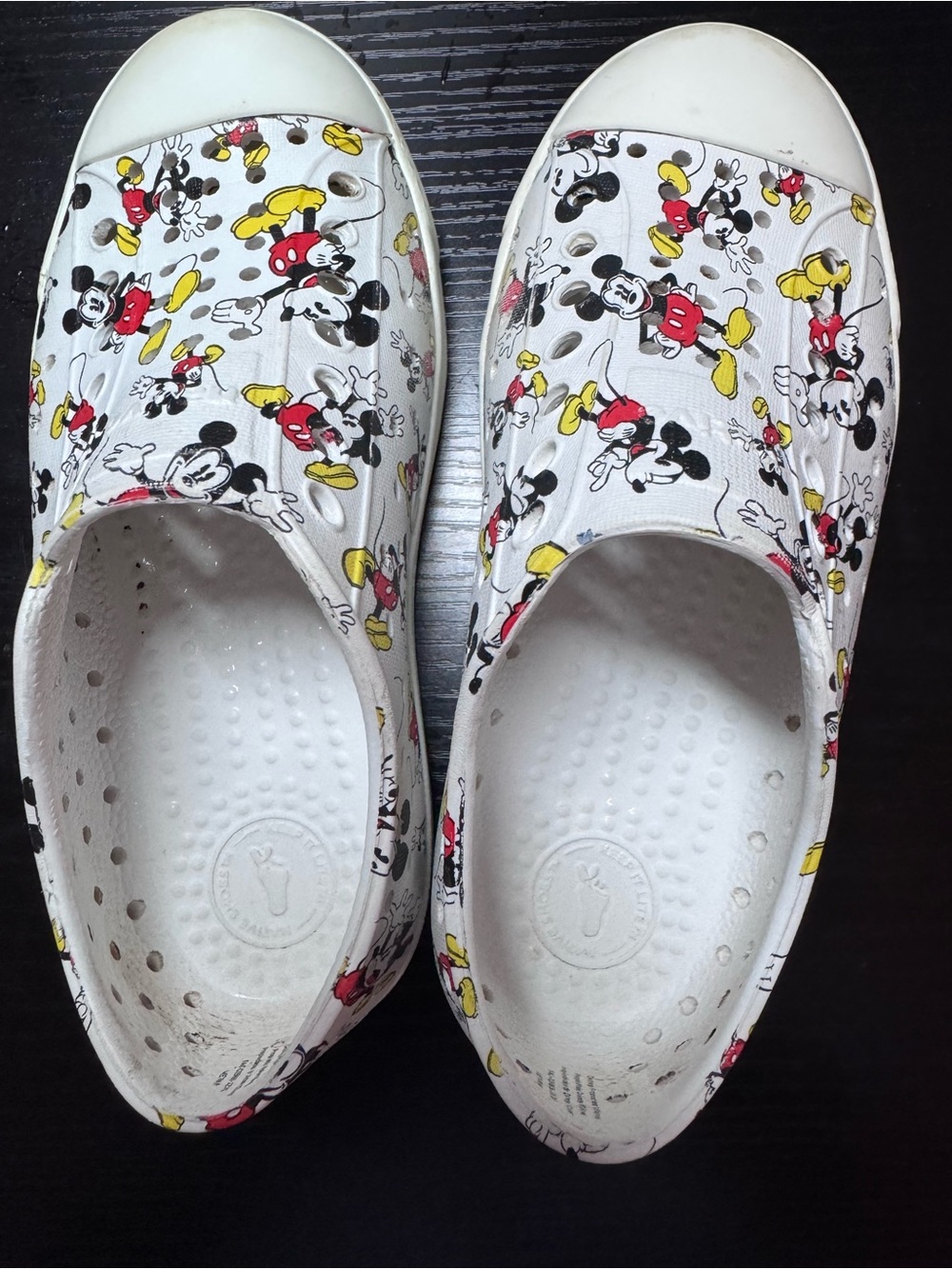 Native Mickey Mouse Kids White Slip-On Shoes